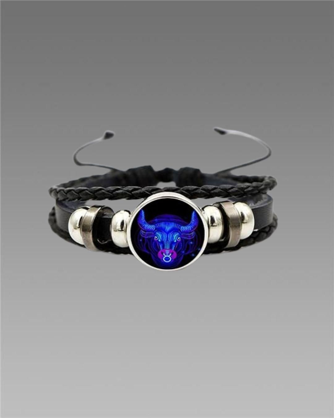 Zodiac Guardian™ Black Leather Bracelet (Unisex)